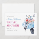  blauw scooter vrijgezellenfeest kaart (Voorkant / Achterkant)