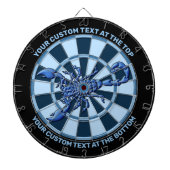 Blauw scorebord met aangepaste tekst dartbord (Voorkant)