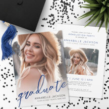 Blauw Script Afgestudeerde Foto Afstuderen