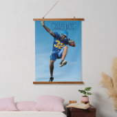 Blauw script Afstuderen Afstuderen Foto Athlete Hangend Wandkleed (Slaapkamer)
