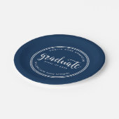 Blauw script en witte strepen Afstuderen Afstudere Papieren Bordje (Gekanteld)