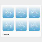 Blauw Script Happiest Feestdagen Vakantie Vierkante Sticker (Vel)