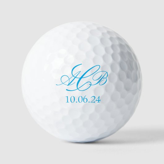  Blauw Script Initialen Monogram Favor Of Gift Golfballen (Voorkant)