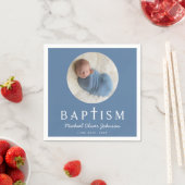 Blauw script Religieuze Cross Baptism Foto Servet (Insitu)