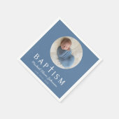Blauw script Religieuze Cross Baptism Foto Servet (Hoek)