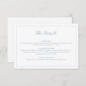 Blauw Script Wildflower Monogram Details Kaart (Voorkant / Achterkant)