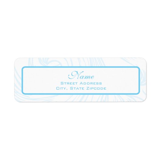 Blauw Scroll doopadreslabel Etiket (Voorkant)