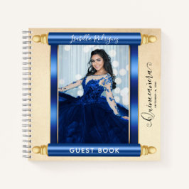 Blauw Scroll Foto Quinceañera Budget Gastenboek Notitieboek