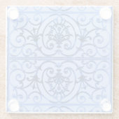 Blauw scrollwerkpatroon glazen onderzetter (Achterkant)
