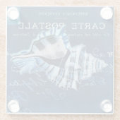 Blauw  Seashell Frans Briefkaart Collage Glazen Onderzetter (Achterkant)