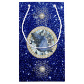 Blauw Seashell Jewel Blauw Faux Glitter Sneeuwvlok Klein Cadeauzakje (Achterkant)