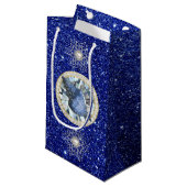 Blauw Seashell Jewel Blauw Faux Glitter Sneeuwvlok Klein Cadeauzakje (Voorkant Gekanteld)