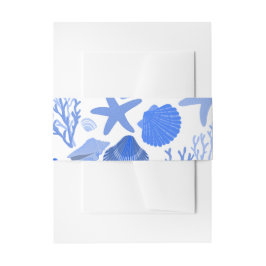 Blauw Seashell Pattern Shells Beachy Custom Uitnodigingen Wikkel