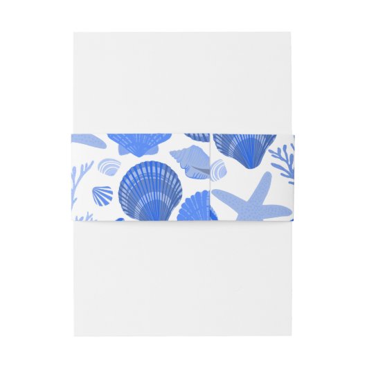 Blauw Seashell Pattern  Shells Beachy Custom Uitnodigingen Wikkel (Achterkant Voorbeeld)