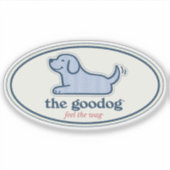 Blauw Seersucker Hond Ovaal Sticker (Voorkant)