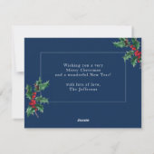 Blauw Seizoensgroeten Kerstmis Aangepaste Foto Feestdagenkaart (Achterkant)