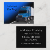 Blauw semi met aanhangwagen, Visitekaartje (Voorkant / Achterkant)