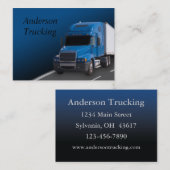 Blauw semi met aanhangwagen, Visitekaartje (Voorkant / Achterkant)