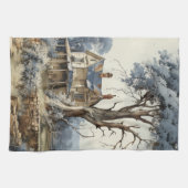 Blauw Sepia Bruin Toile Landhuis Platteland   Theedoek (Horizontaal)