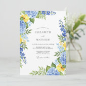 Blauw Serene Lente Bruiloft Kaart (Staand voorkant)