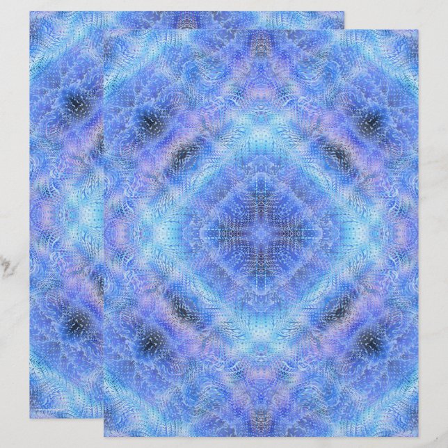 Blauw Serene Tuin Scrapbook Papier 2-zijdige Pagin (Voorkant / Achterkant)