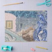 blauw Shabby Adverteren Lace Collage Tissuepapier (Craft)