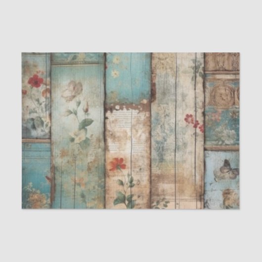 Blauw Shabby Chic Decoupage Tissuepapier (Voorkant)