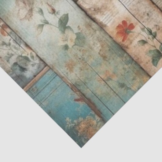 Blauw Shabby Chic Decoupage Tissuepapier (Detail)