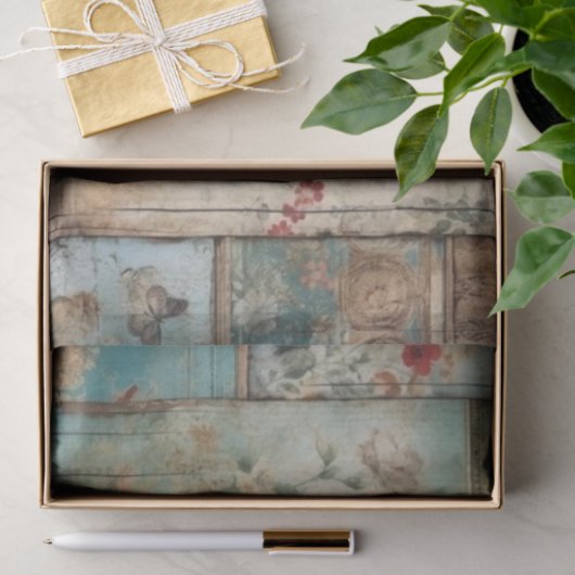  Blauw Shabby Chic Decoupage Tissuepapier (Geschenk)