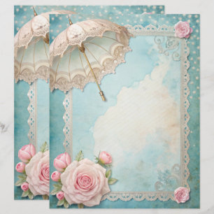 Blauw Shabby Chic Scrapbook Papier