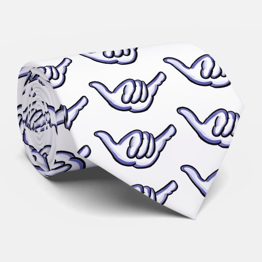 Blauw shaka-symbool stropdas (Opgerold)