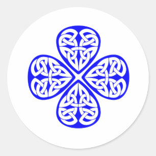 blauw shamrock kelk ronde sticker