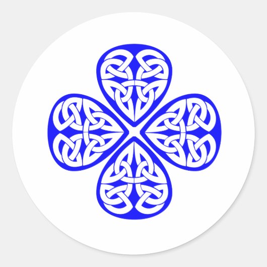 blauw shamrock kelk ronde sticker (Voorkant)