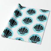 Blauw Shell Patroon Cadeaupapier (Uitgerold)