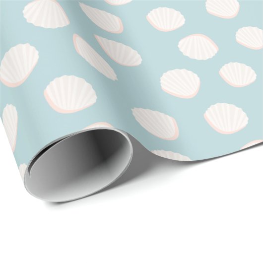 Blauw Shell Pattern Wrapping Paper Cadeaupapier (Rol Hoek)