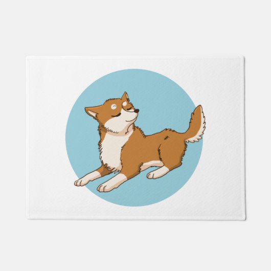 Blauw shiba ontwerp. deurmat (Voorkant)