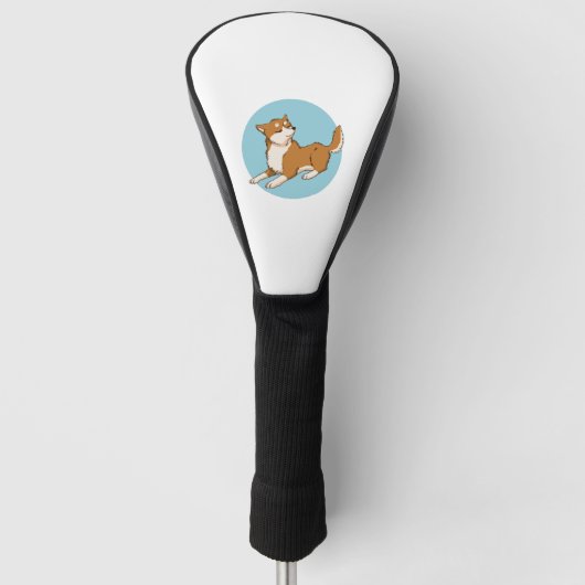 Blauw shiba ontwerp. golfheadcover (Voorkant)