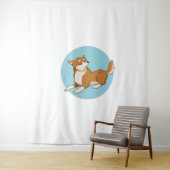 Blauw shiba ontwerp. wandkleed (In situ)