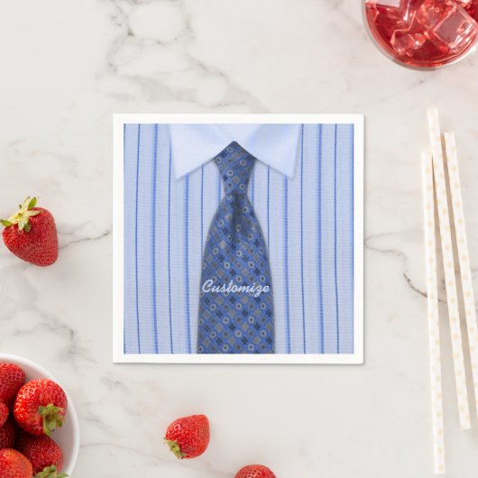 Blauw Shirt en Stropdas Mannen Suit Napkins 2 Servetten (Insitu)