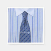 Blauw Shirt en Stropdas Mannen Suit Napkins 2 Servetten (Voorkant)