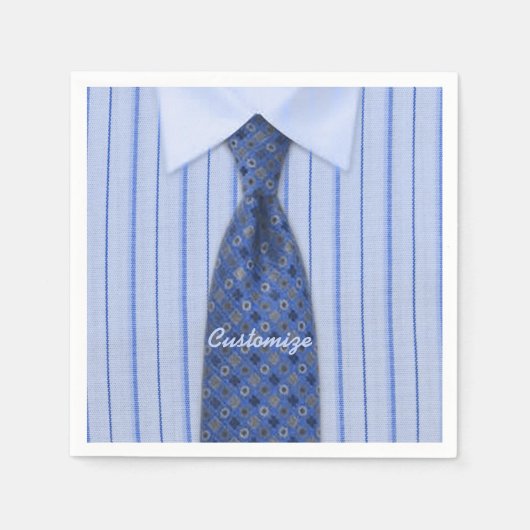 Blauw Shirt en Stropdas Mannen Suit Napkins 2 Servetten (Voorkant)