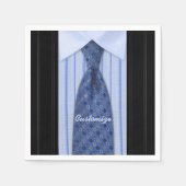 Blauw Shirt en Stropdas Mannen Suit Napkins Servetten (Voorkant)