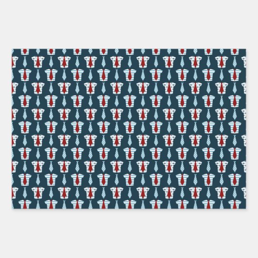 Blauw Shirt en Stropdas Vaderdag Inpakpapier Vel (Voorkant)