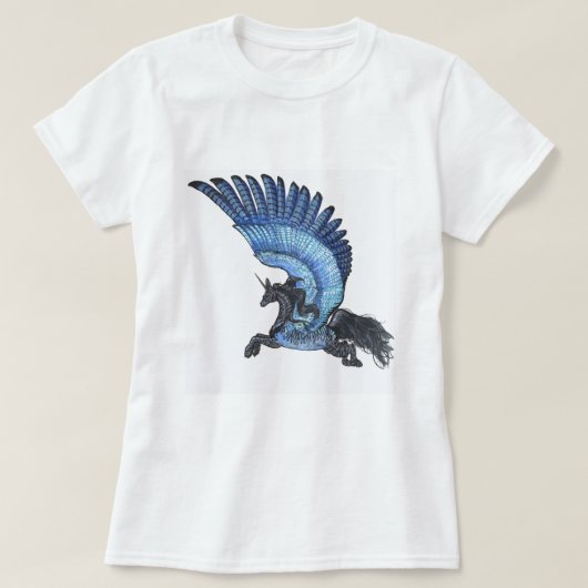 Blauw Shirt met scharnierende unicorn zonder rand (Design voorkant)