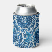  blauw sierbloempatroon blikjeskoeler (Blikje Voorkant)