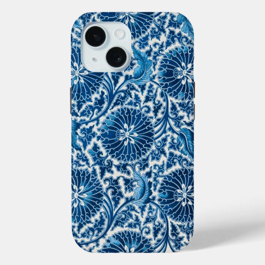  blauw sierbloempatroon Case-Mate iPhone case (Achterkant)