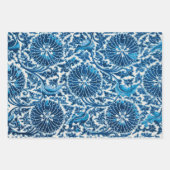  blauw sierbloempatroon inpakpapier vel (Voorkant)