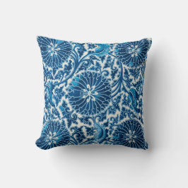 blauw sierbloempatroon kussen