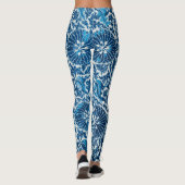 blauw sierbloempatroon leggings (Achterkant)