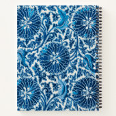  blauw sierbloempatroon notitieboek (Achterkant)